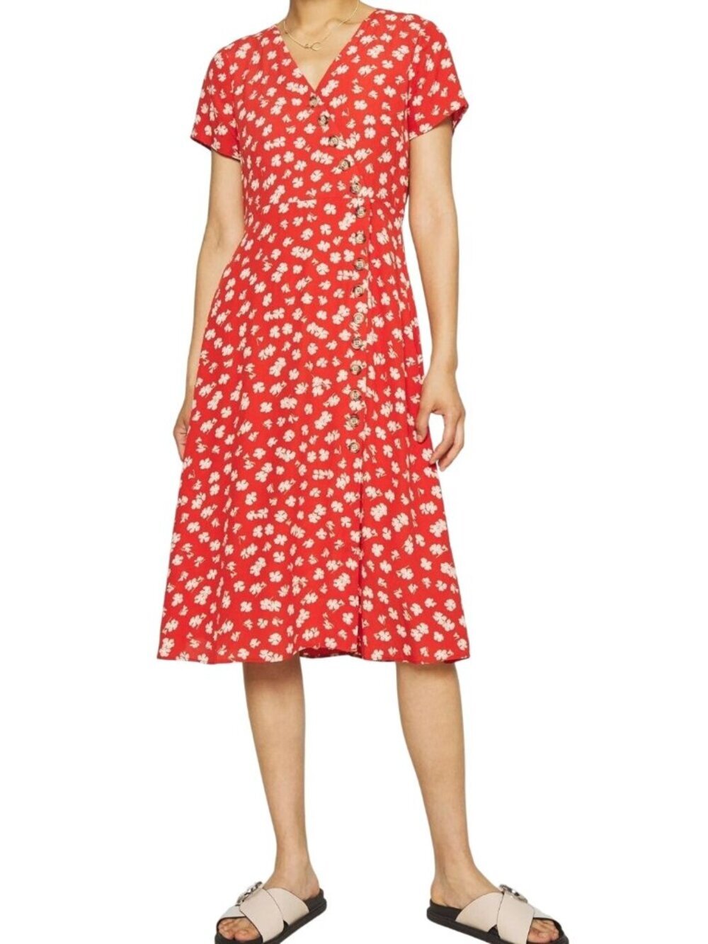 Madewell Button Wrap Midi Dress Small Aloha Thai Chili 2020 Size 6